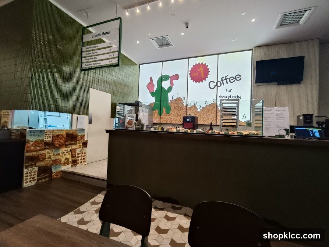 Cafe Interior with Lunch Menu and Coffee Promotion