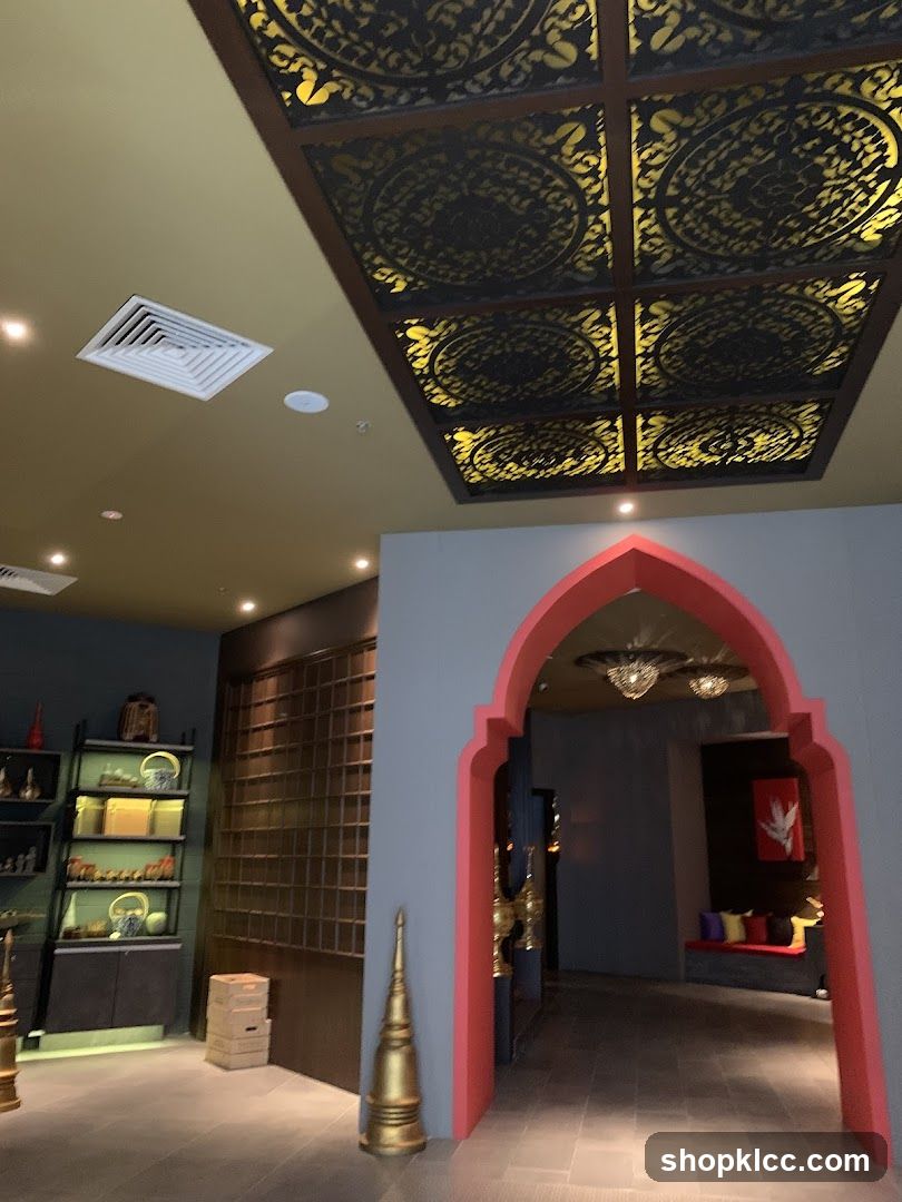 Interior of a room with ornate ceiling