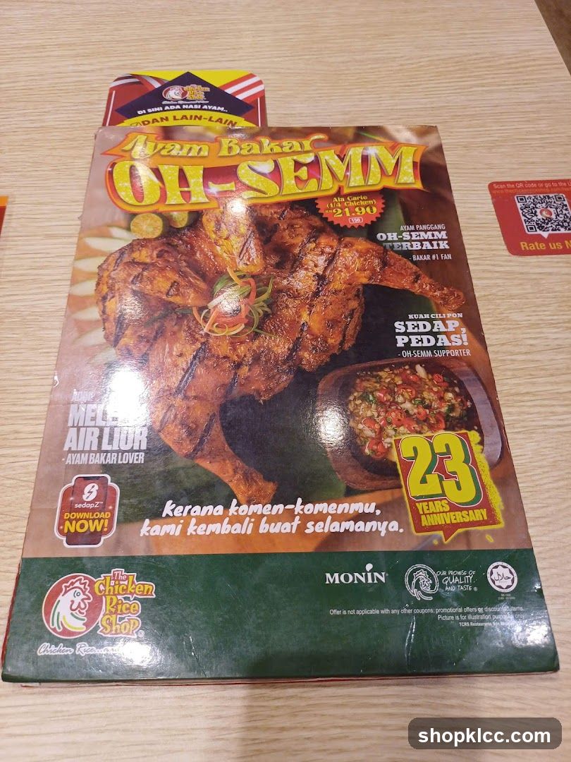 Ayam Bakar Oh-Semm Menu