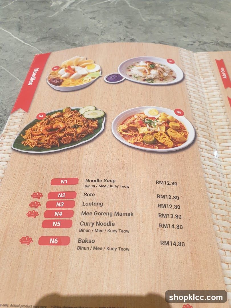 Noodles Menu