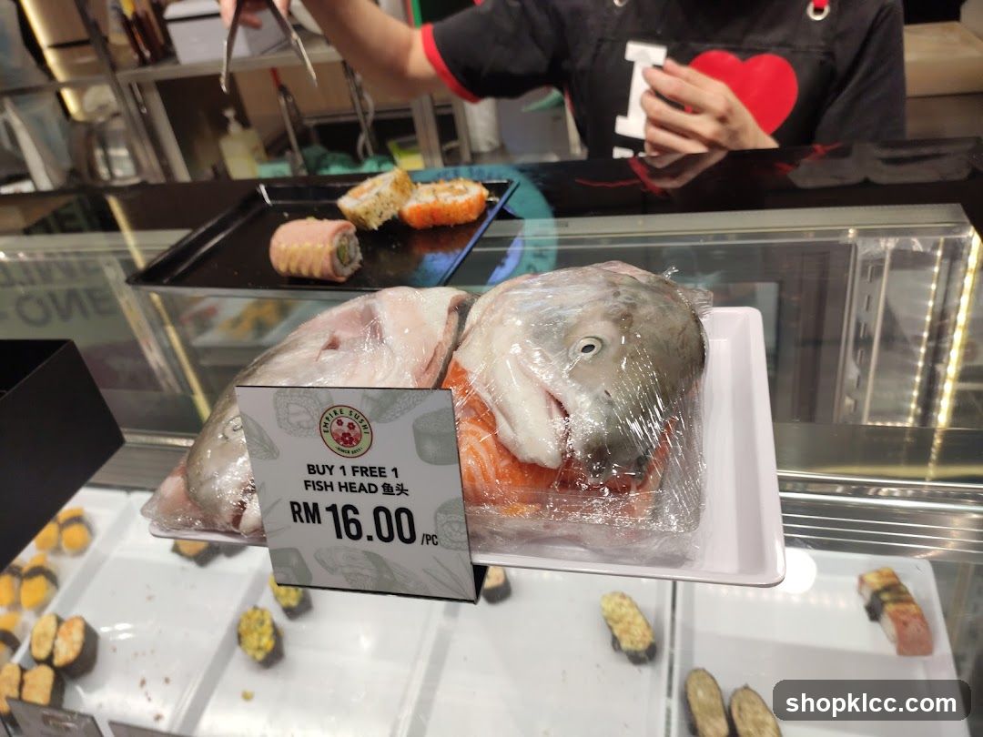 Sushi Display with Fish Head Promotion
