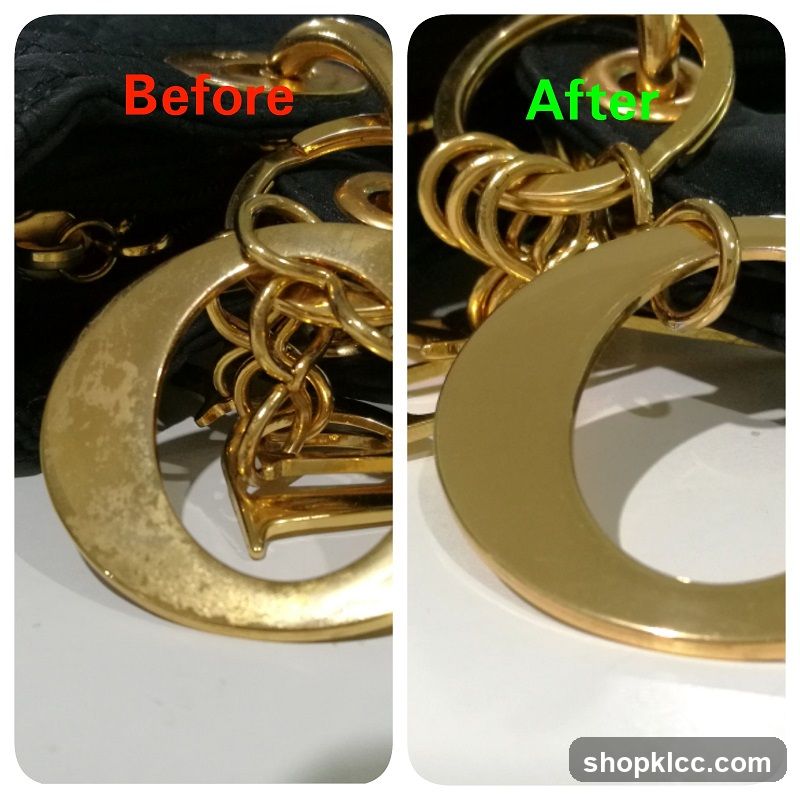 Before and After Cleaning of Gold Hardware