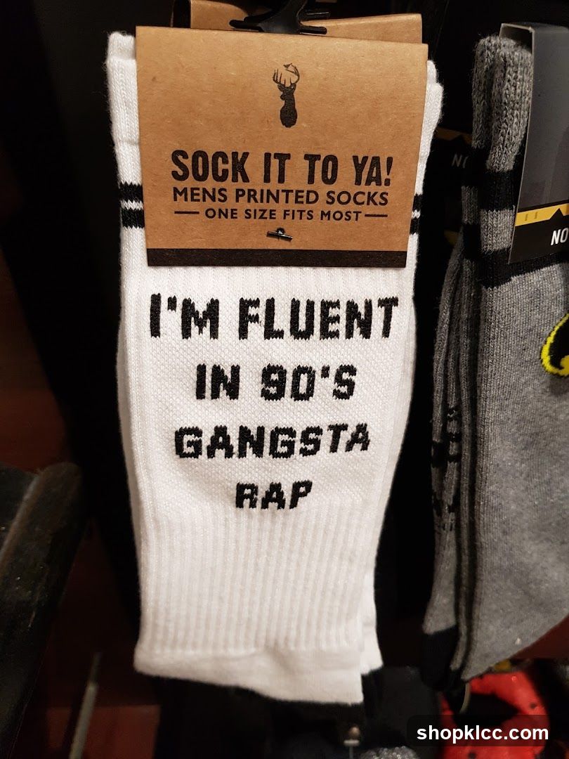 Socks with 90's Gangsta Rap Slogan