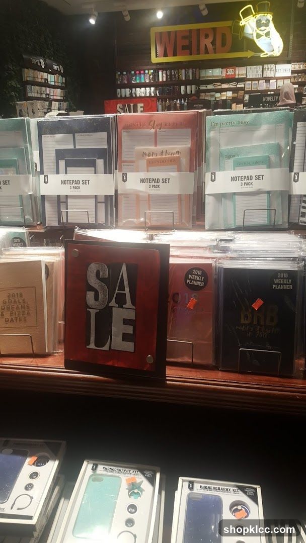 Stationery and novelty items on display
