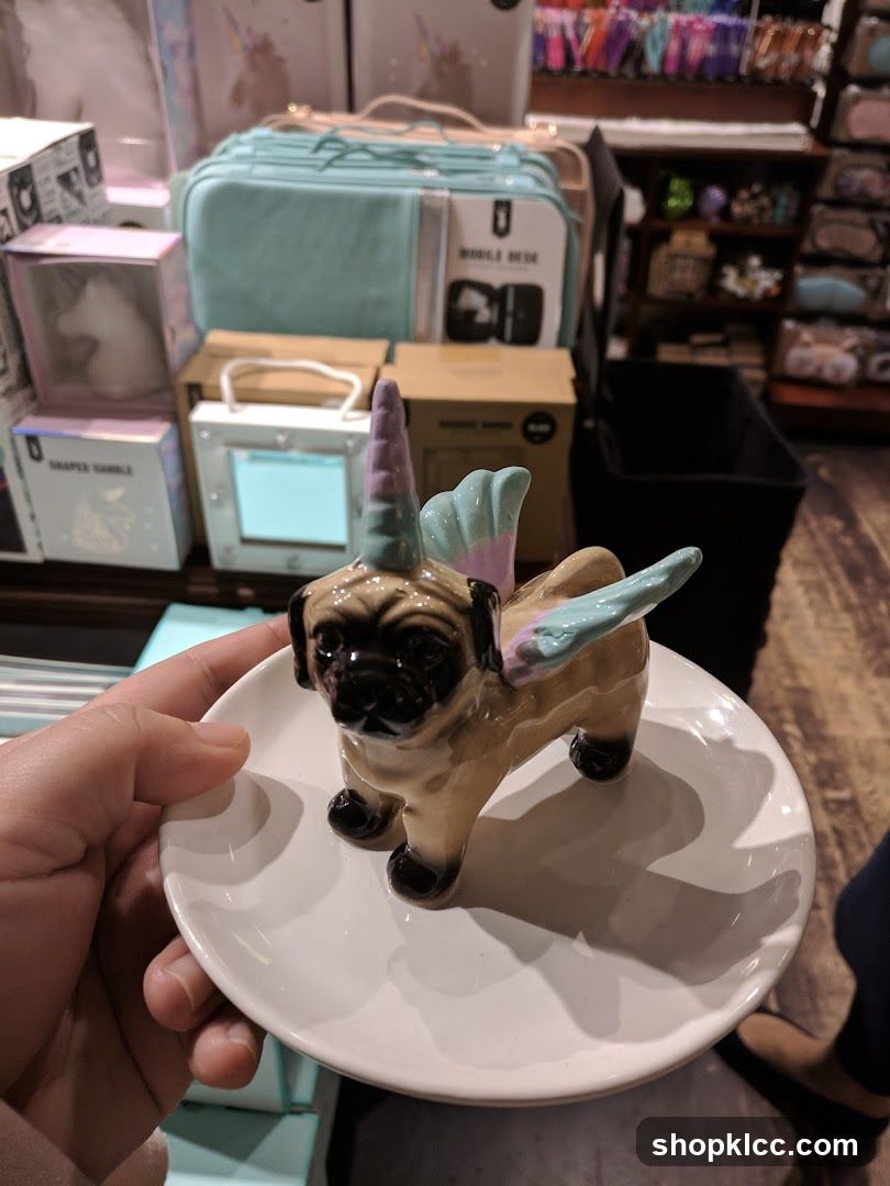 Pug Unicorn Figurine on Dish