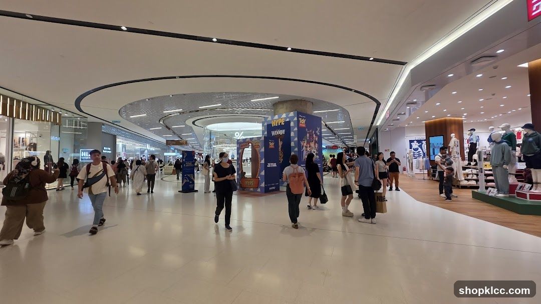 Mall Interior with Shoppers and Displays