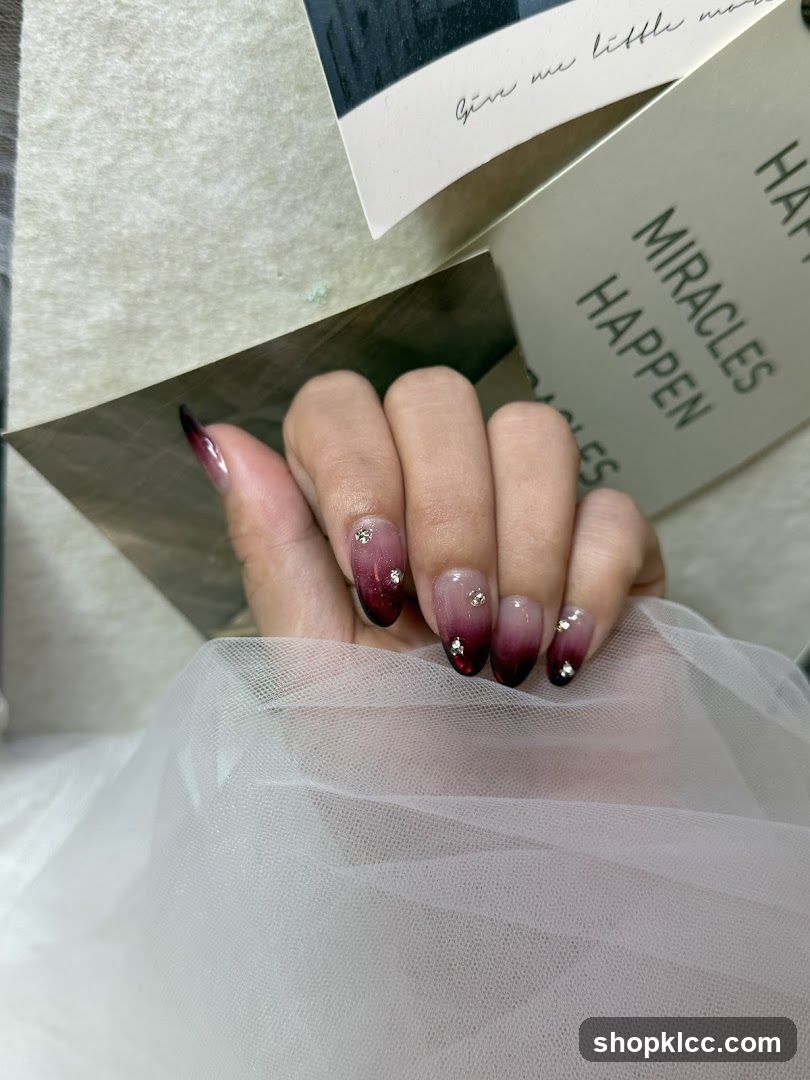 Ombre Nails with Rhinestones