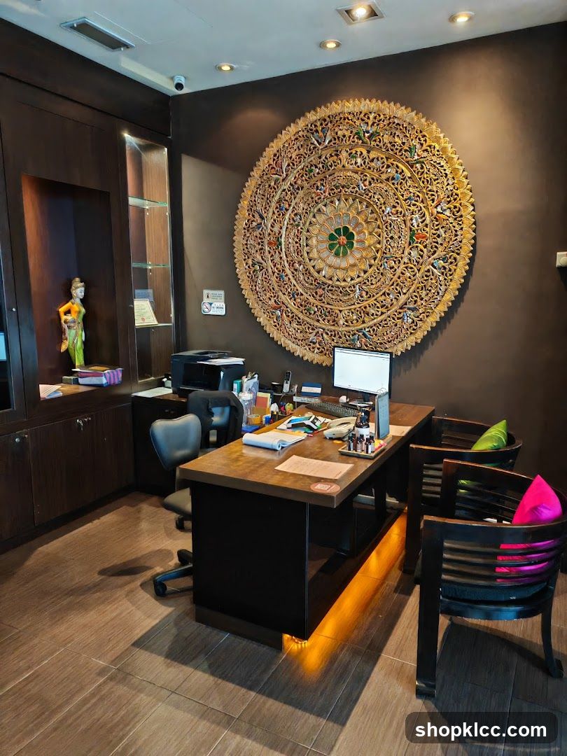 Reception Desk with Decorative Wall Art