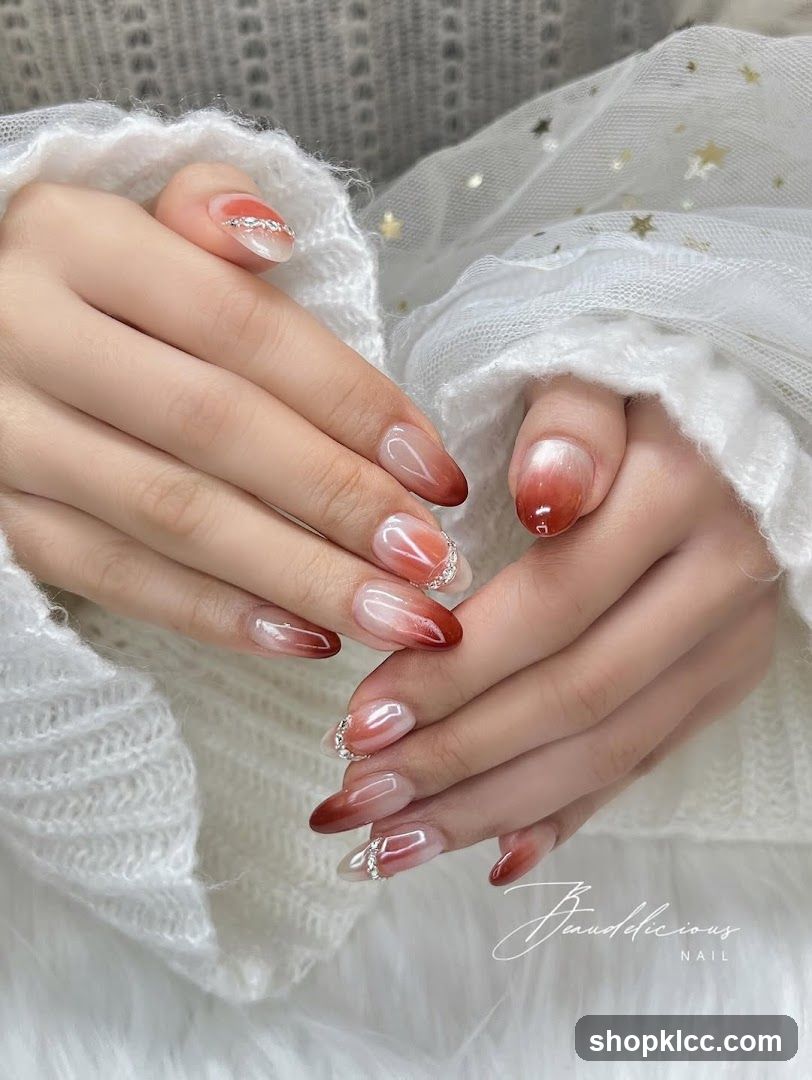Ombre Nails with Rhinestones