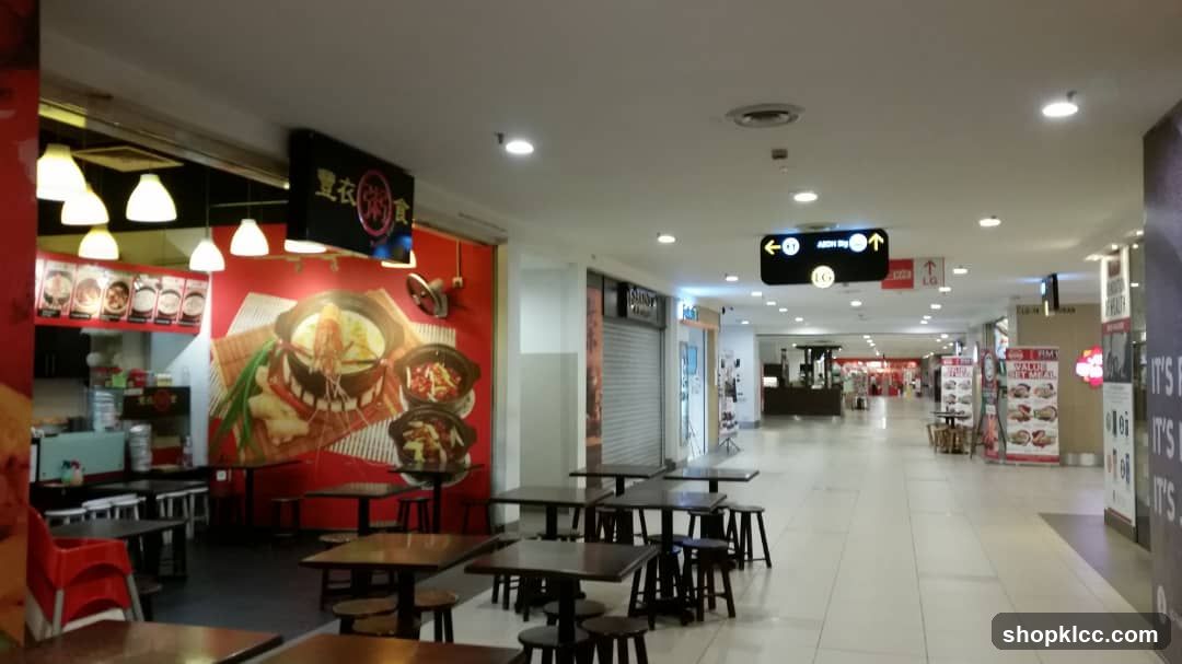 Restaurant Interior with Seating and Food Displays
