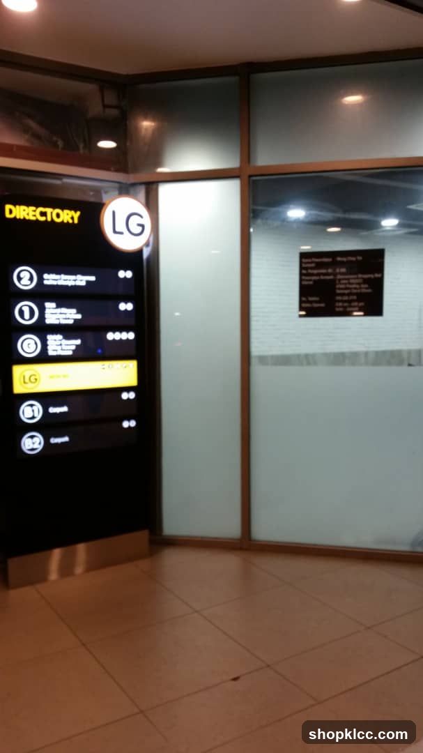 Directory Board and Frosted Glass Entrance