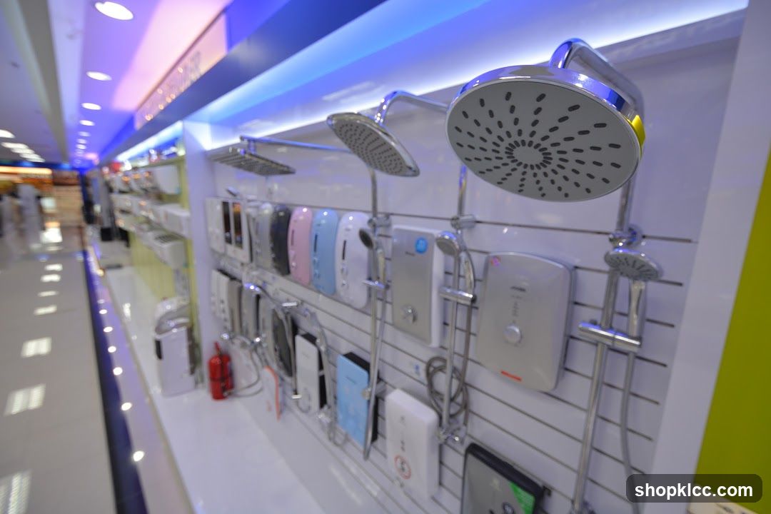 Shower Heads and Water Heaters Display