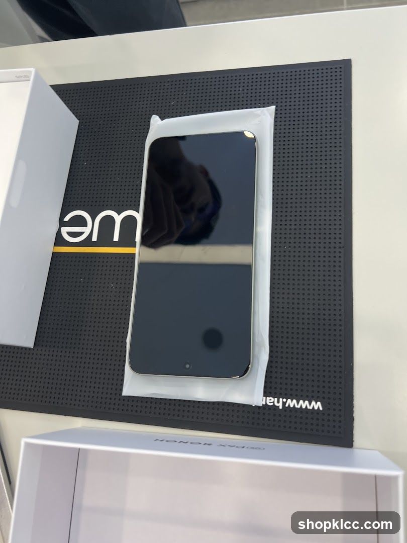 Smartphone on display mat