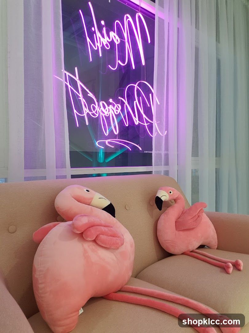 Flamingo Decor with Neon Sign