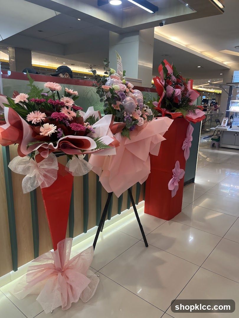 Flower Arrangements in Mall Interior