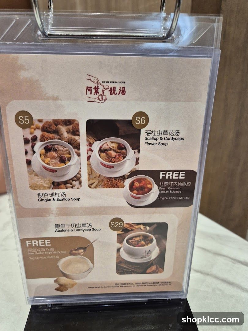 Herbal Soup Menu Display
