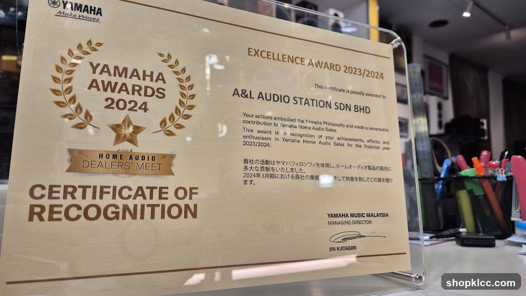 Yamaha Awards Certificate Display