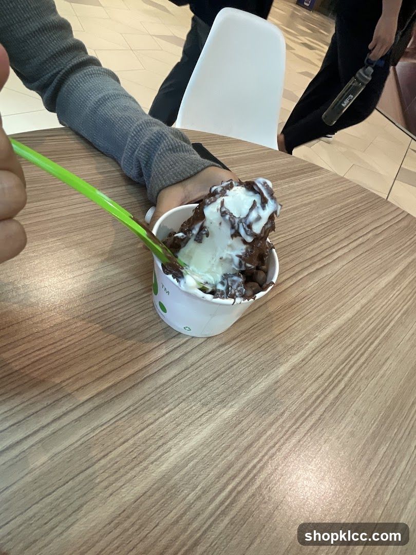 Ice cream cup on table