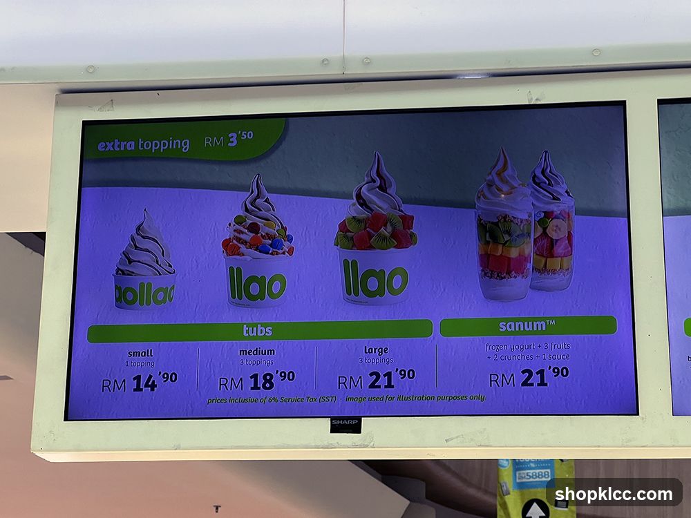 Frozen Yogurt Menu Display