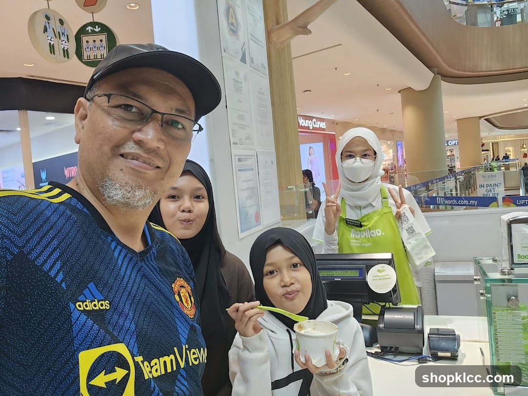 Family at a food stall in mall