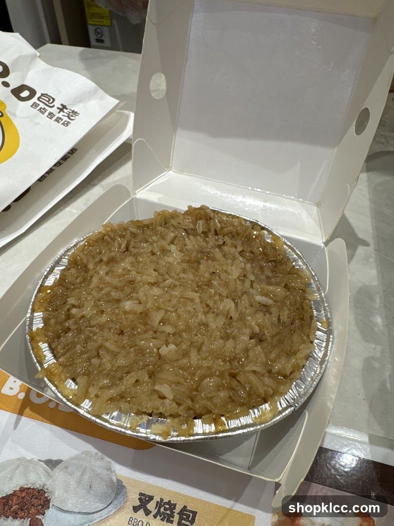 Rice dish in foil container