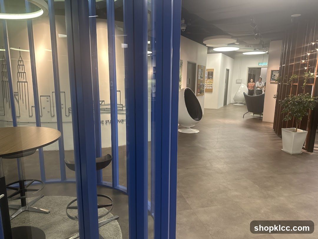 Modern Office Interior with Blue Partition Walls