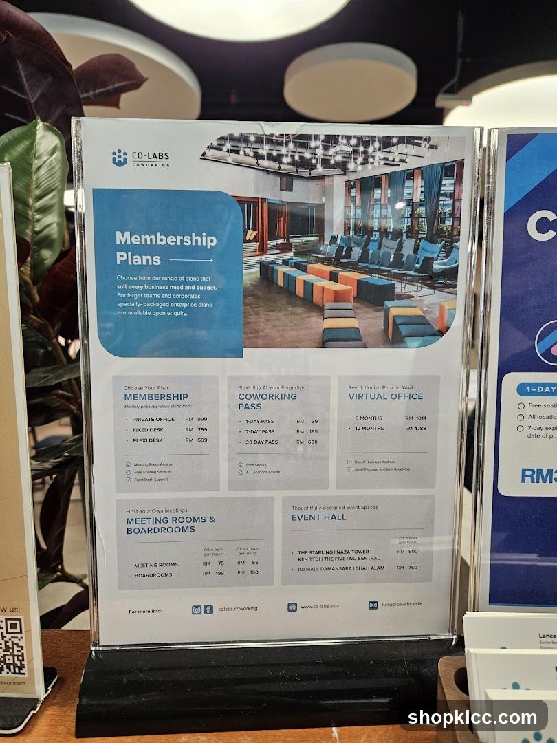 Co-Labs Workspace Membership Plans Display