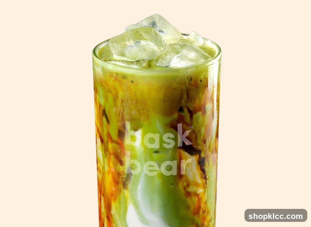 Matcha Latte with Ice Cubes