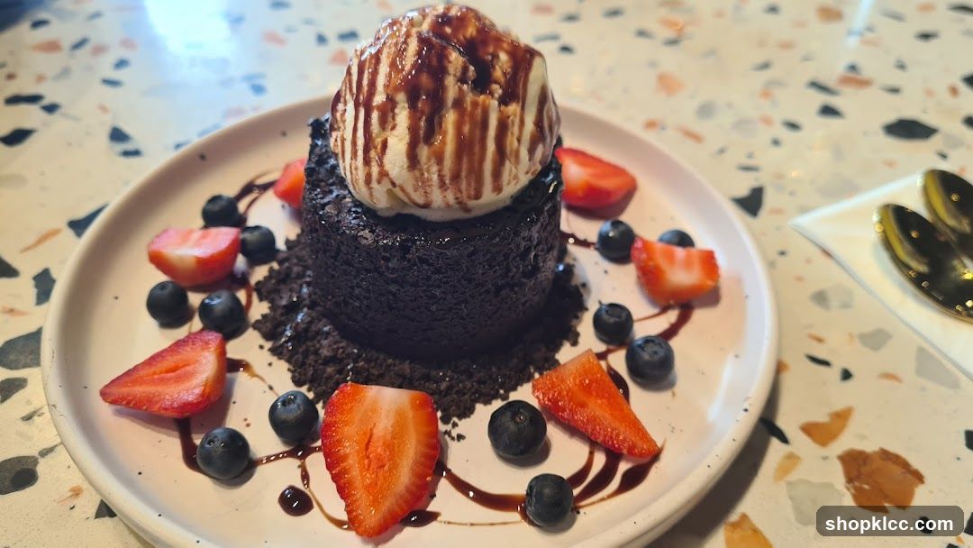 Chocolate Lava Cake with Ice Cream and Berries