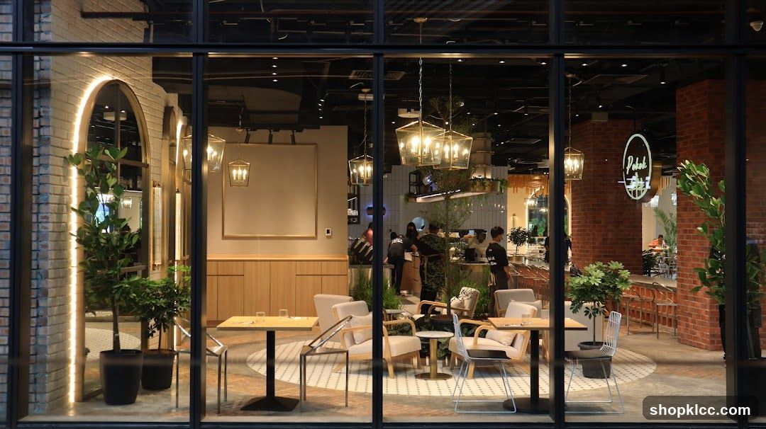Interior Cafe View Through Glass Facade