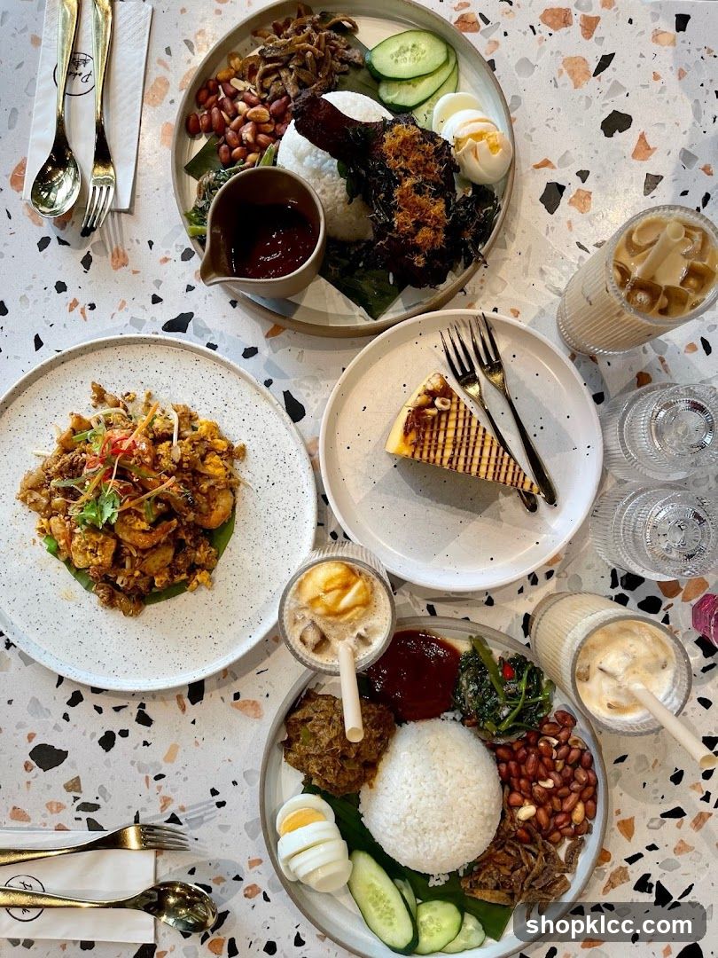 Food Spread on Terrazzo Table