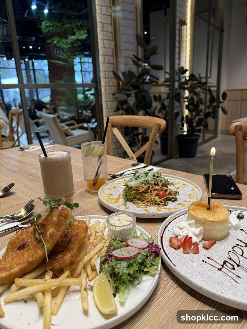 Dining Table with Food and Drinks