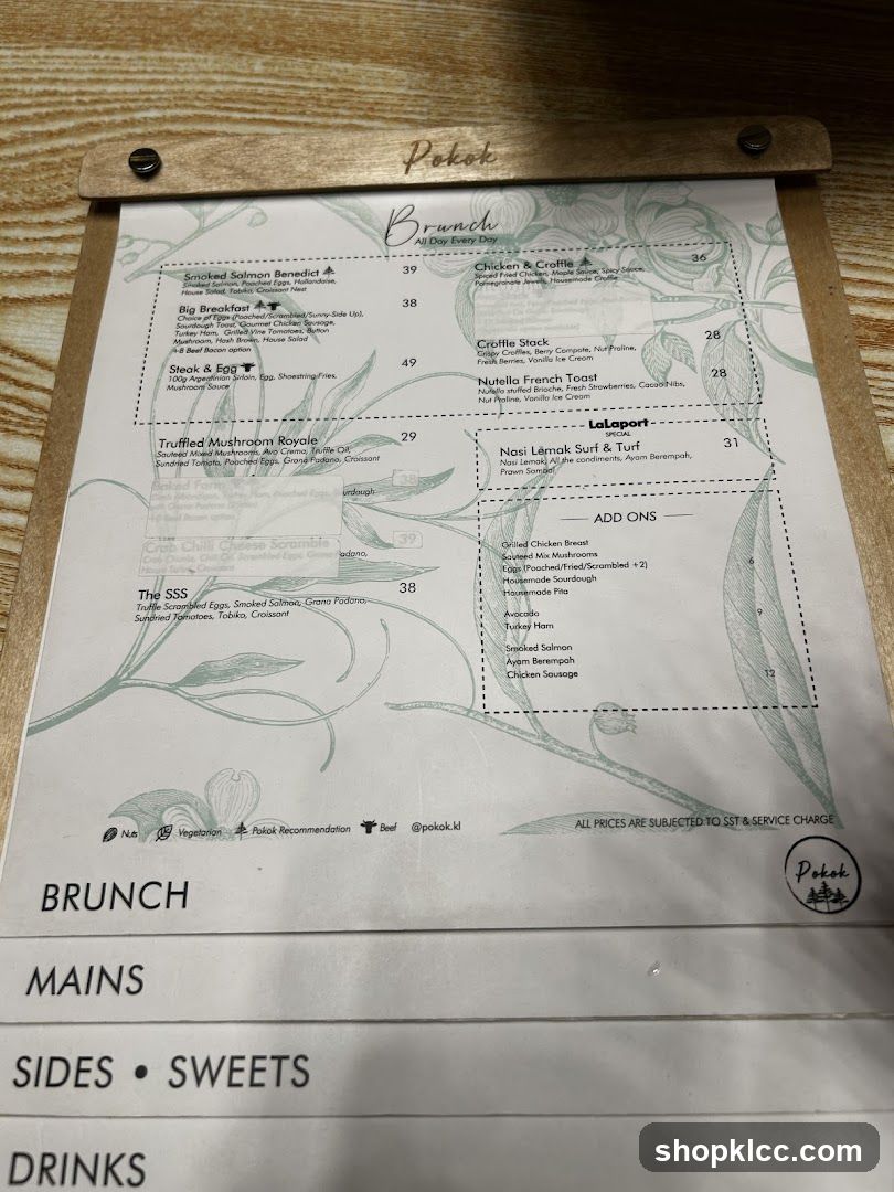 Pekok Brunch Menu