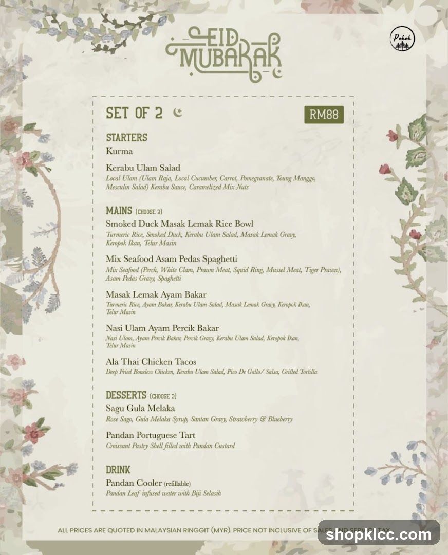 Eid Mubarak Menu