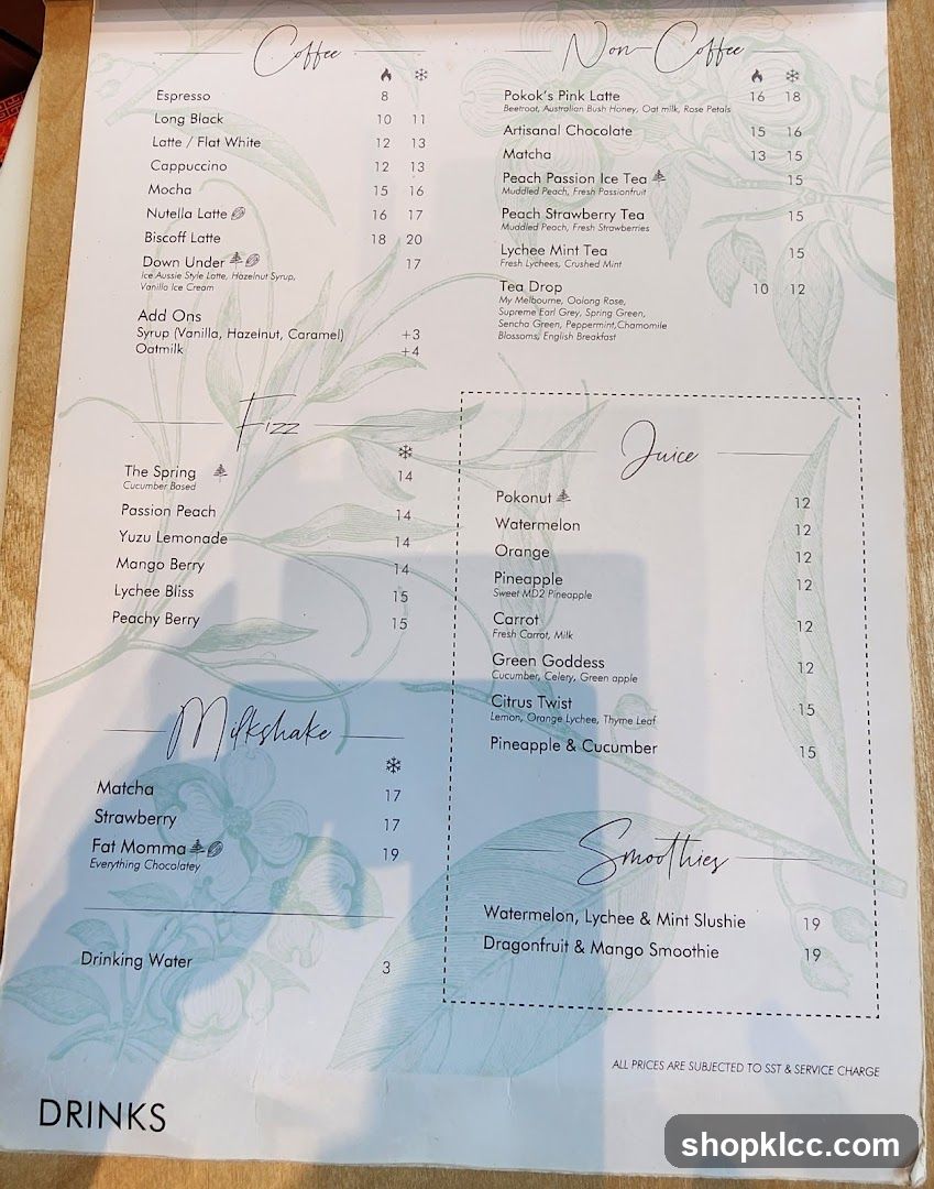Coffee Shop Menu