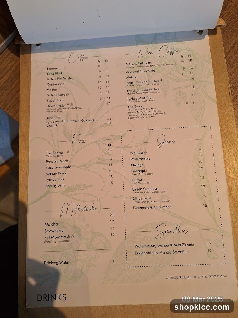 Drinks Menu