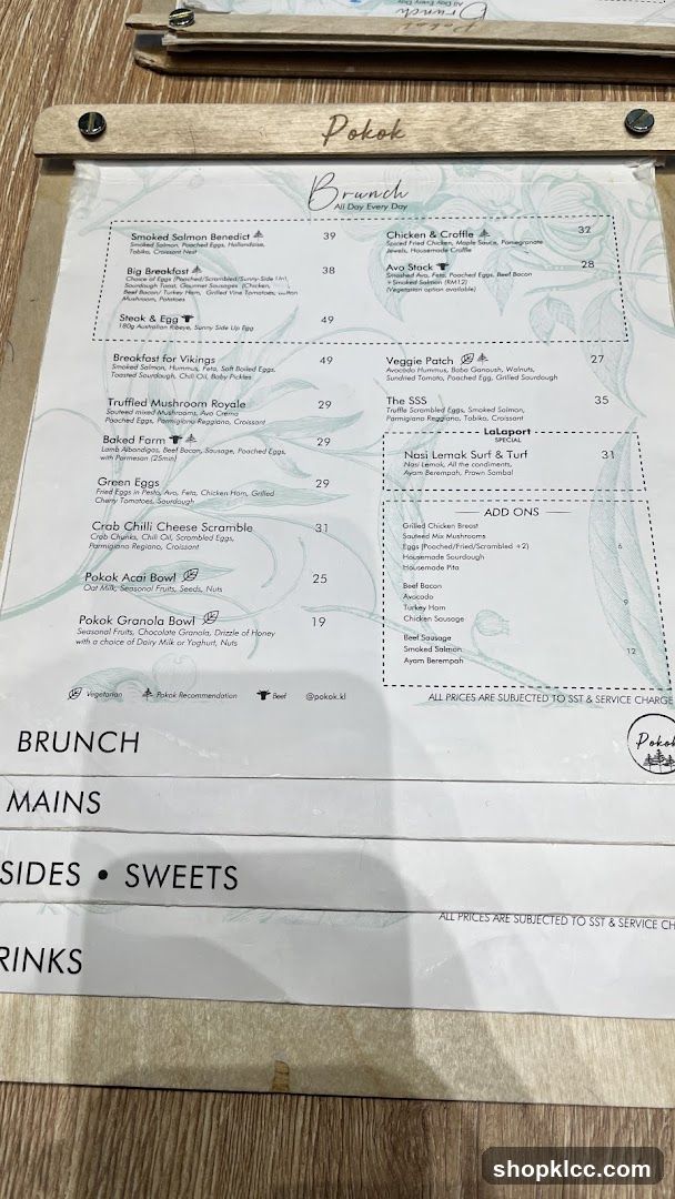Poket Brunch Menu