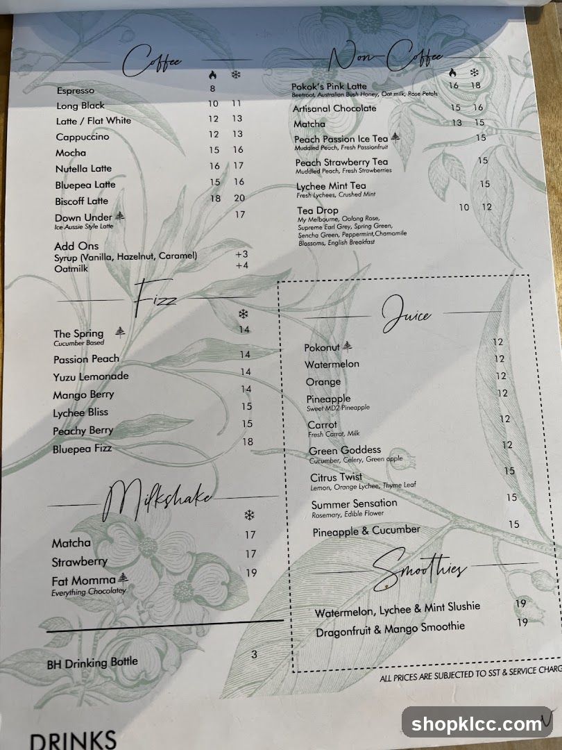 Drinks Menu