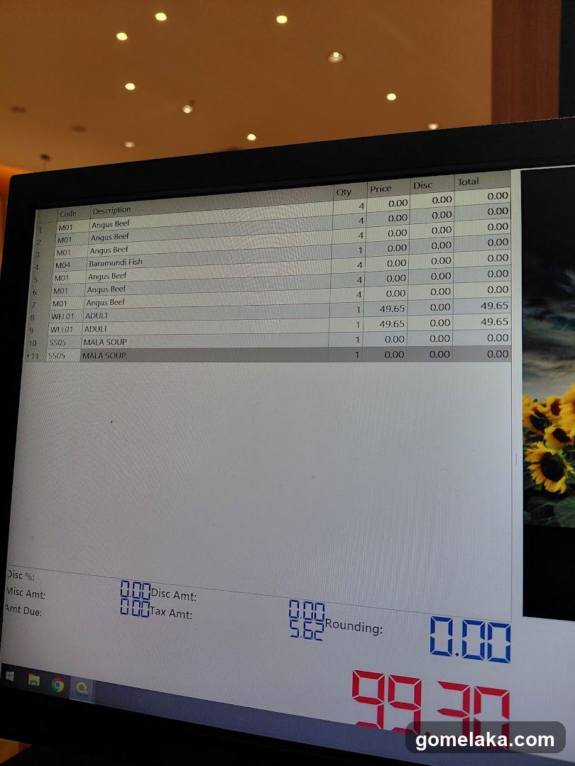Restaurant Point of Sale Screen