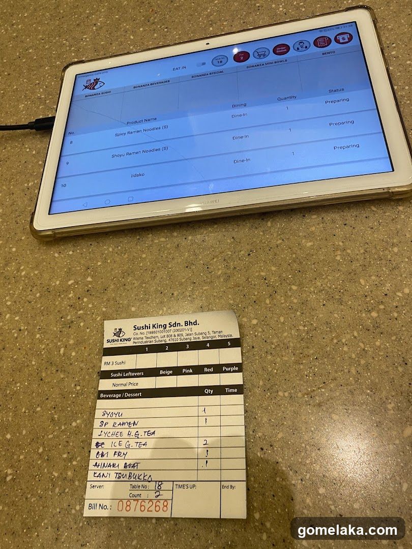 Restaurant Order Display and Receipt