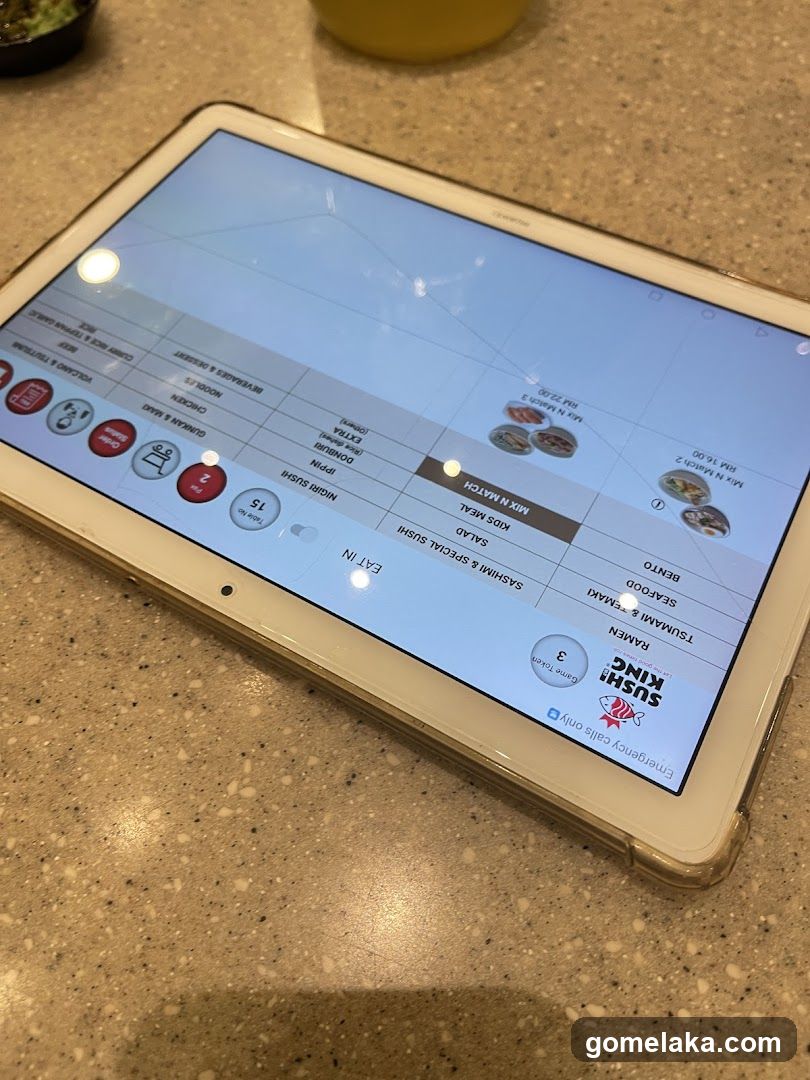 Tablet displaying restaurant interface
