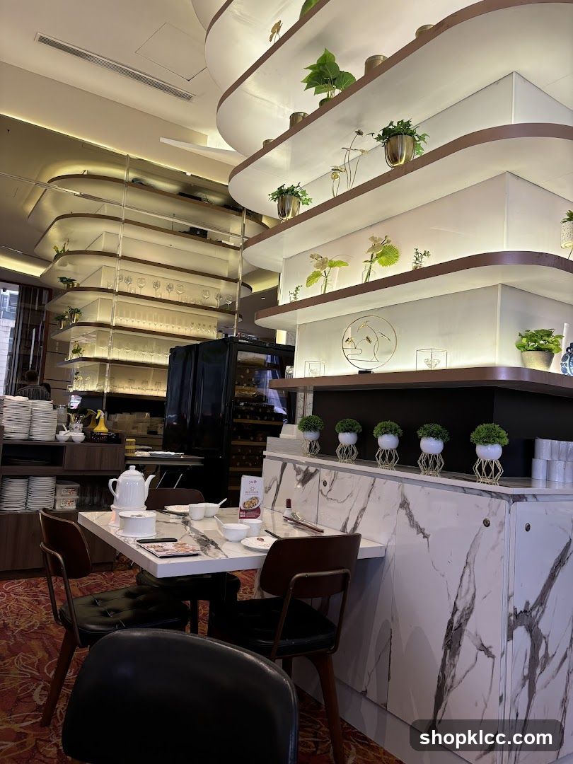 Restaurant Interior with Decorative Shelving