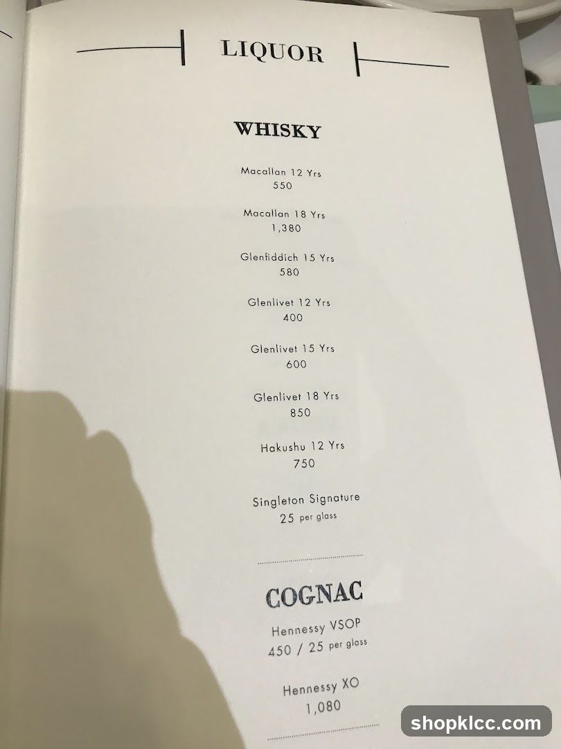 Liquor Menu