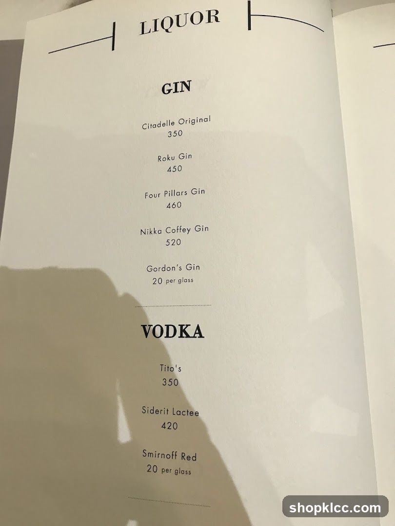 Liquor Menu