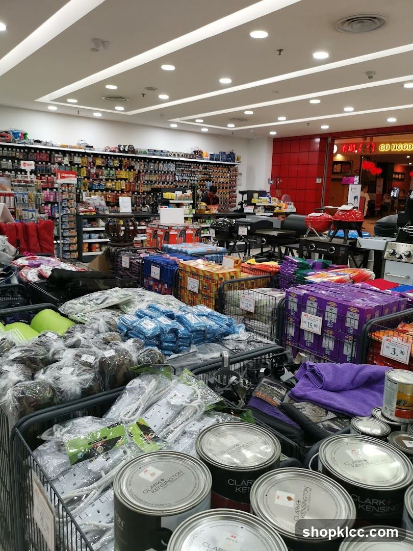 Interior of a well-stocked store with various products on display.