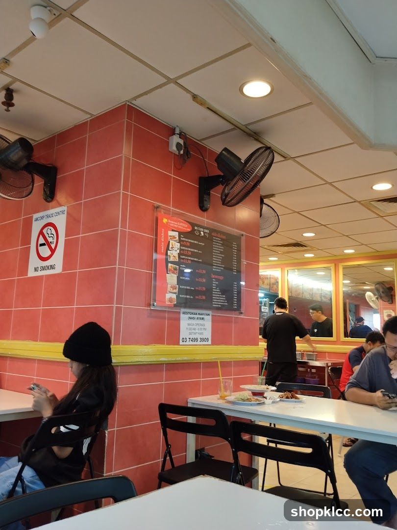 Restaurant Interior with Red Tiled Wall