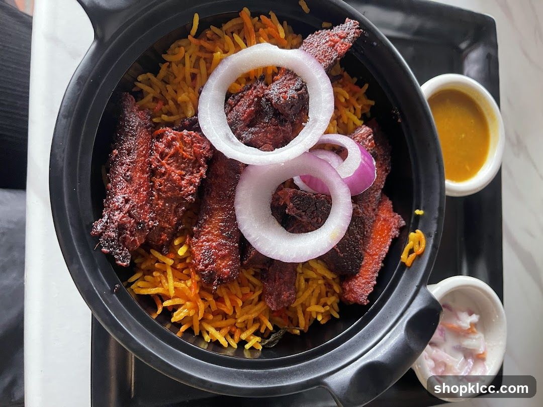 Biryani with Meat and Onions