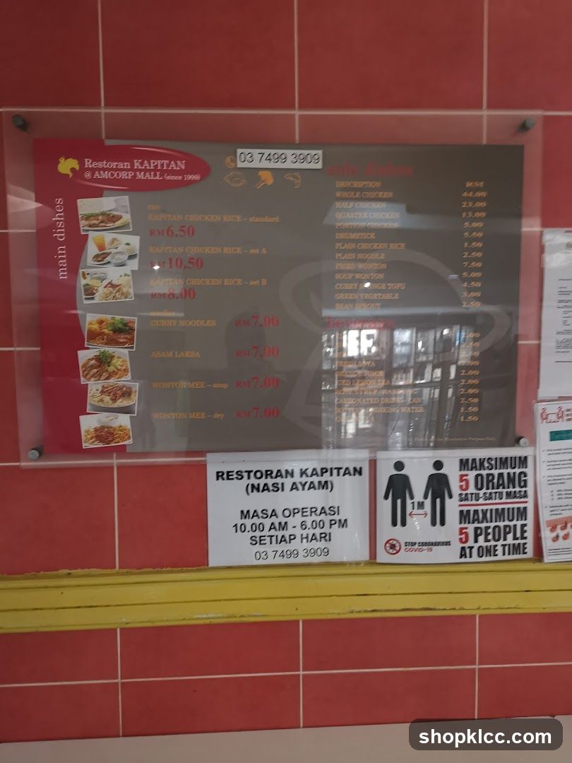 Restoran Kapitan Menu Board