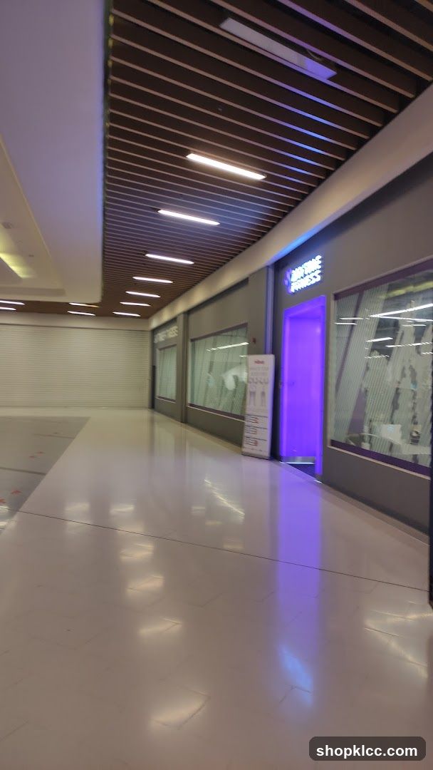 Empty Mall Corridor with Storefronts