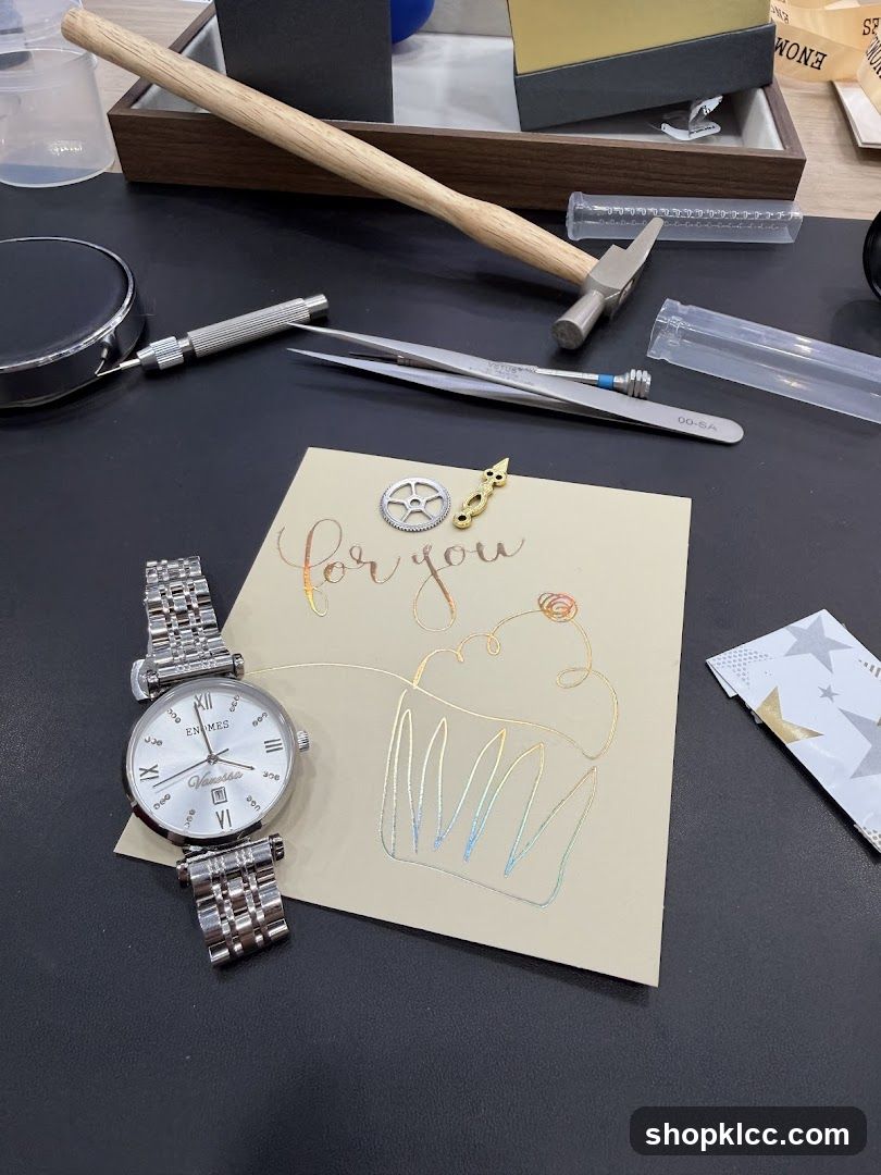 Watch and Card on Workbench